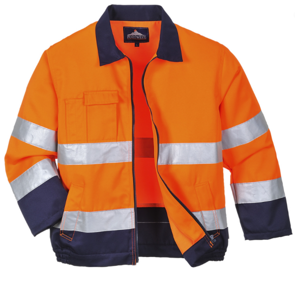 veste haute visibilité 2 bandes orange et marine